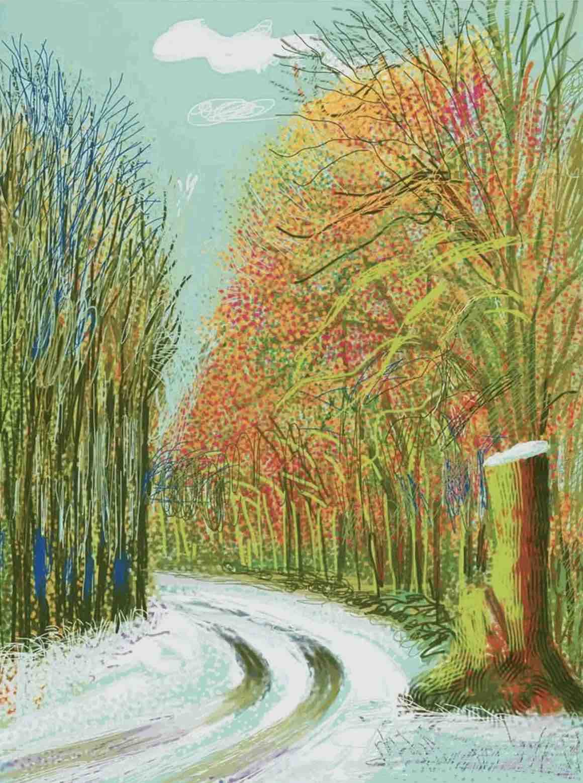 Buy or sell David Hockney, The Arrival of Spring in Woldgate, East Yorkshire, 8 January 2011, iPad drawing
