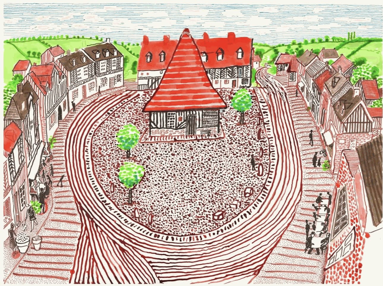 David Hockney, My Normandy, Beauvron-en-Auge Panorama