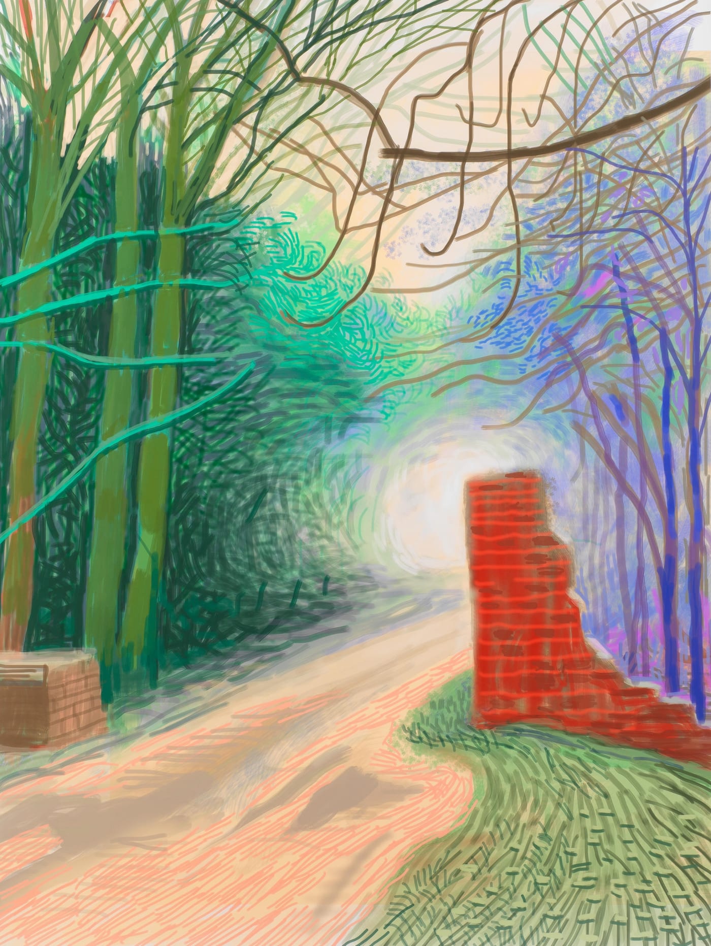 David Hockney, The Arrival of Spring in Woldgate, East Yorkshire, 16 March 2011