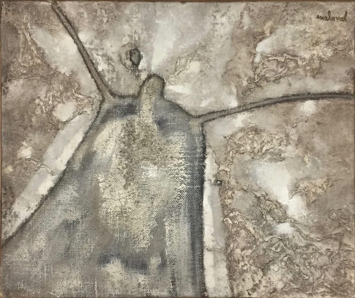 Robert Malaval, Apparition grise et blanchâtre huile et techniques, 1960