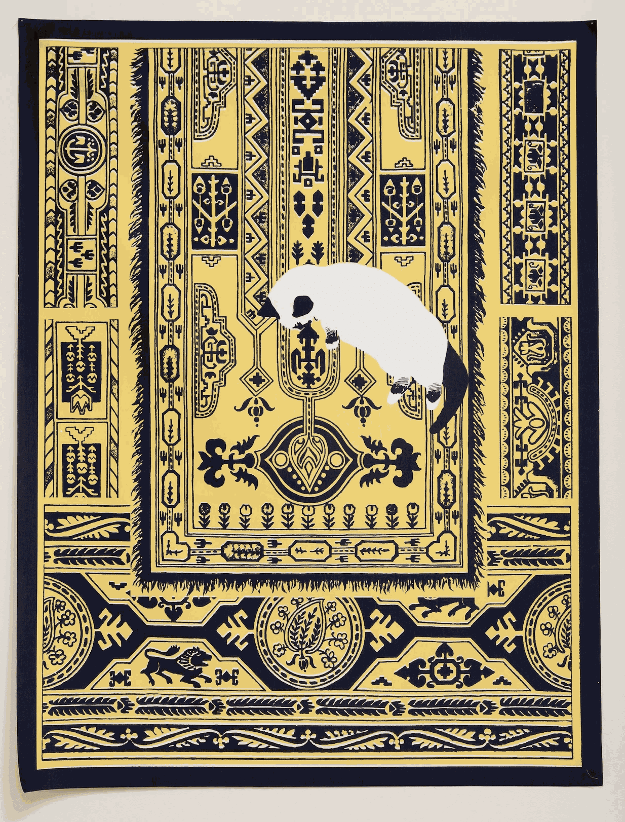Lucy Mckenzie How D'you Know Me?, 2012 two-color silkscreen print on cotton fabric 41 3/4 x 31 1/2 inches 9/20 + X AP