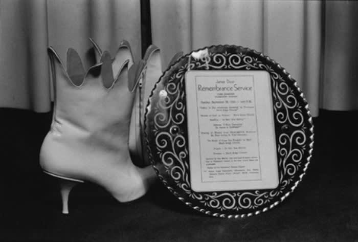 Jane England James Dean Memorial Service, with Vivienne Westwood boots, display at Sex, February, 1985 silver bromide print from original negative 5 x 7 in
