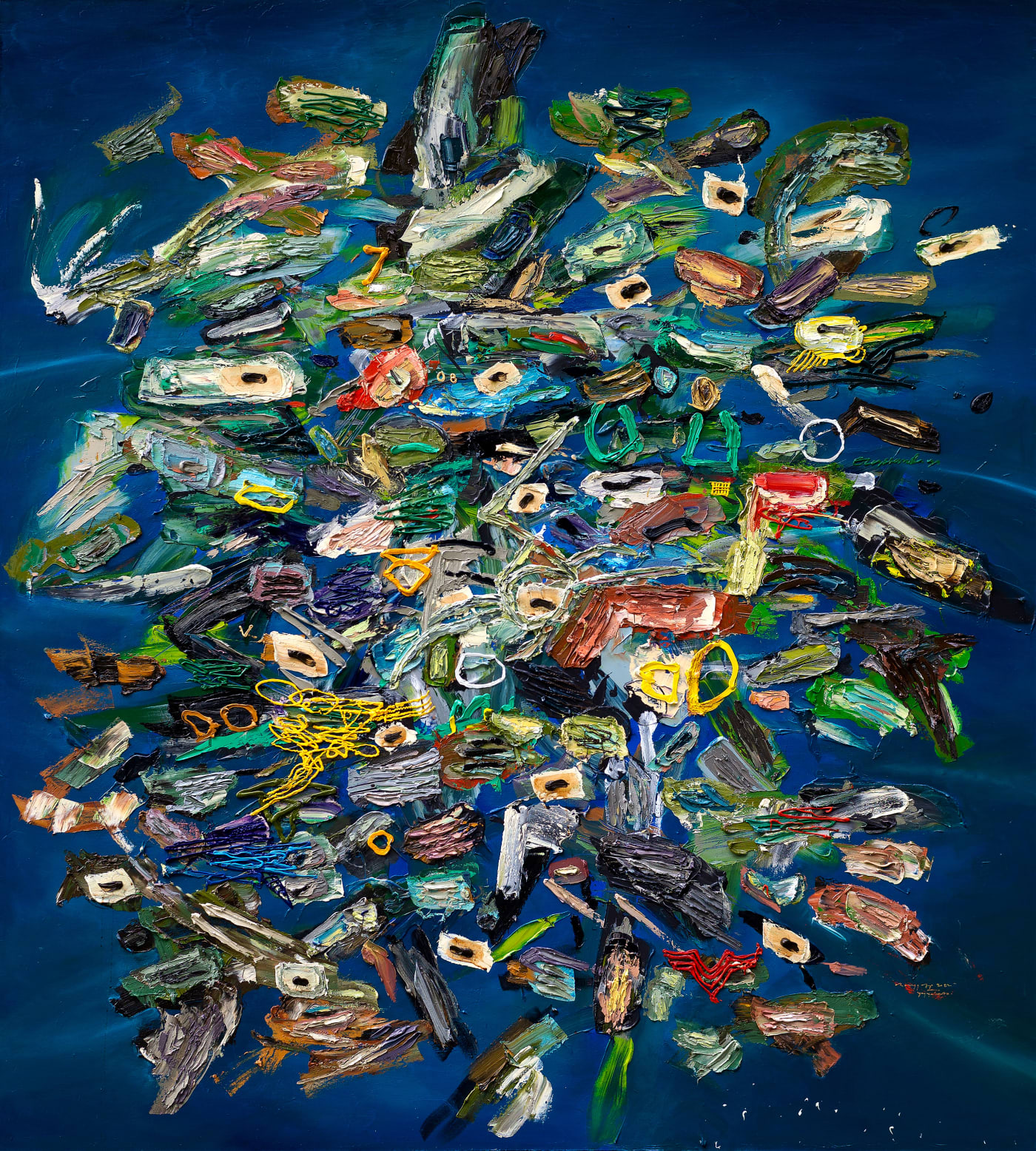 Rangga Aputra Ritme pada biru 2022 Oil and acrylic on canvas 180 x 200 cm