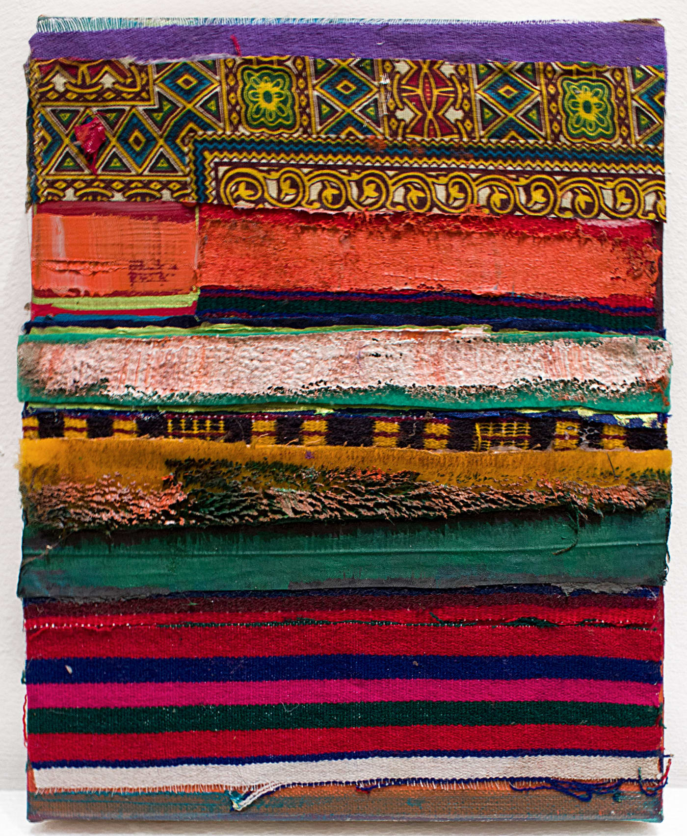 Tegene Kunbi Untitled 2022 Oil on canvas with textile 30 × 25 cm