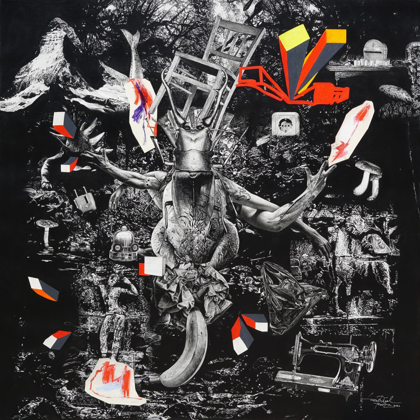 Bestrizal Besta The Same Earth 2021 Charcoal and acrylic on linen 150 × 150 × 4 cm