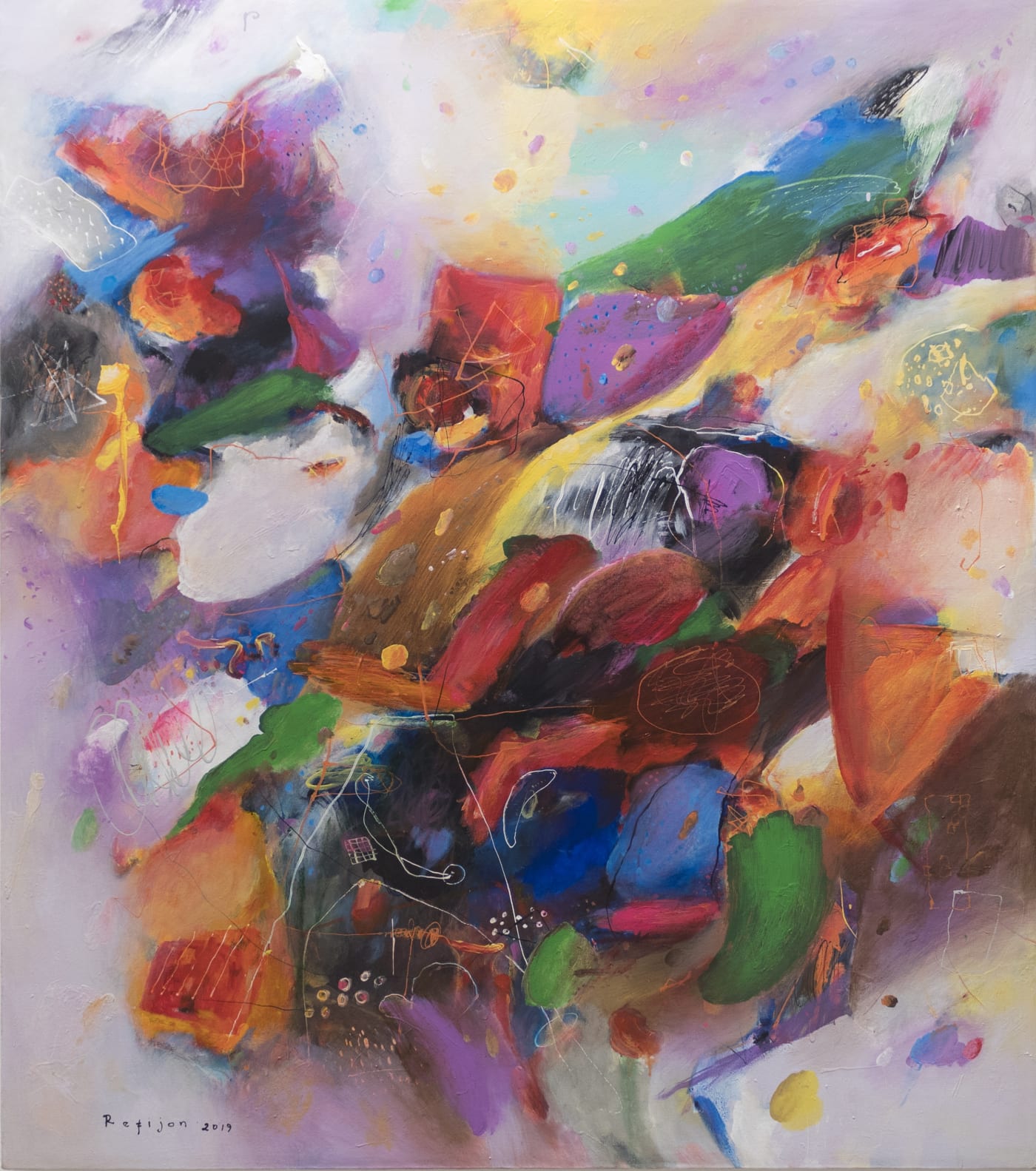 Refijon Untitled n.3 2019 Acrylic on canvas 164,5 × 144,5 × 5 cm