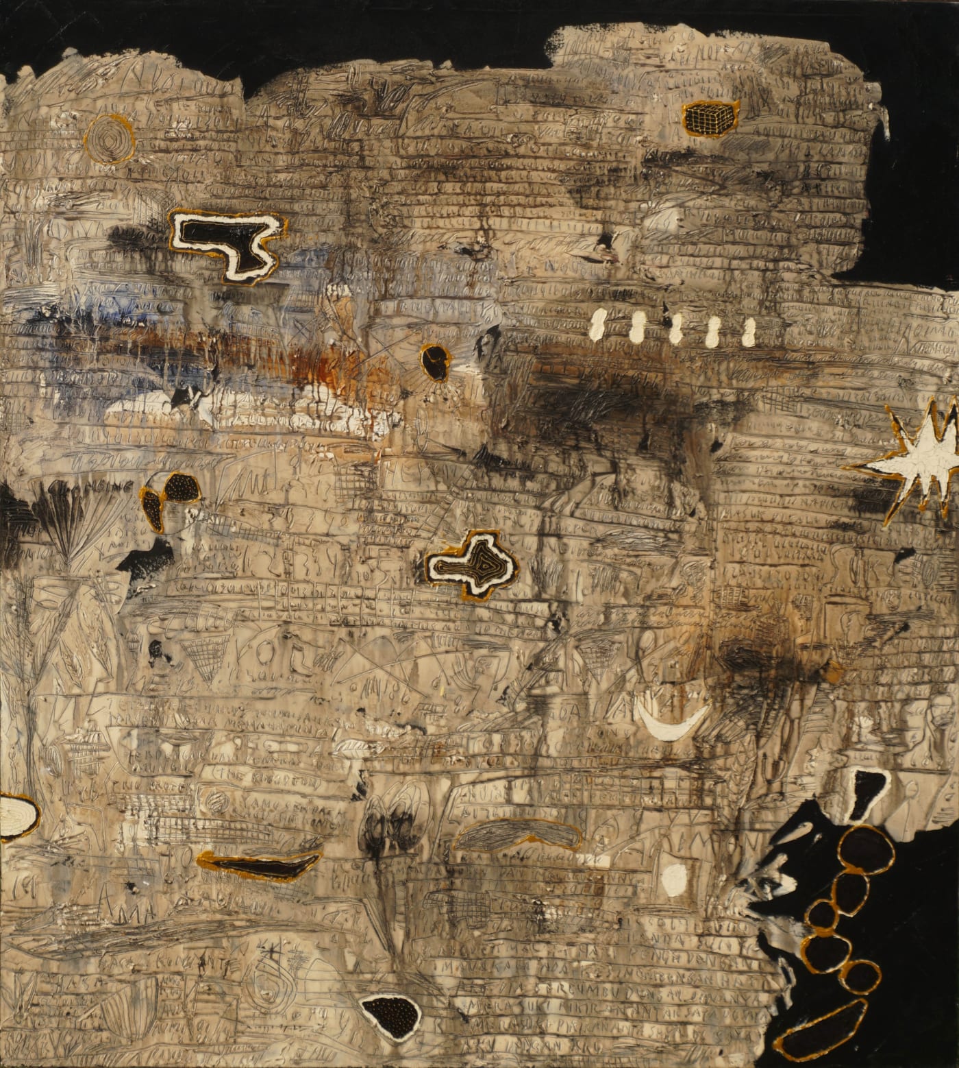 Rangga Aputra Beyond words 2020 Acrylic bitumen on canvas 200 × 180 cm