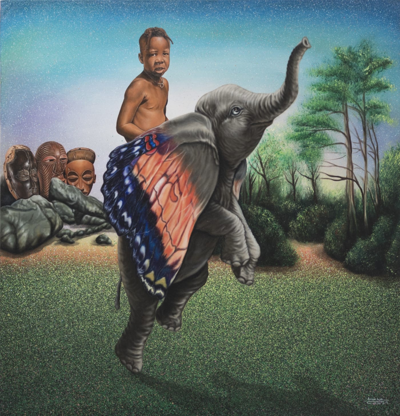 Amani Bodo Bébé Africa prends son envole 2019 Acrylic on canvas 130 x 125 cm
