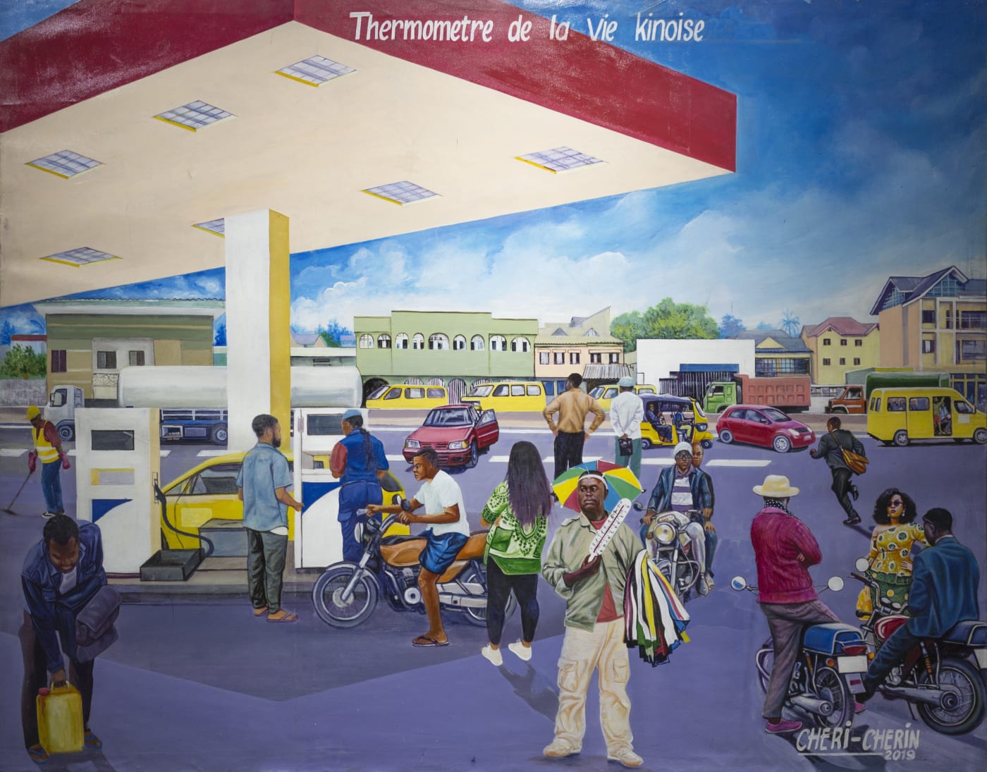 Chéri Cherin Thermometre de la vie kinoise 2019 Oil on canvas 139 x 179 cm