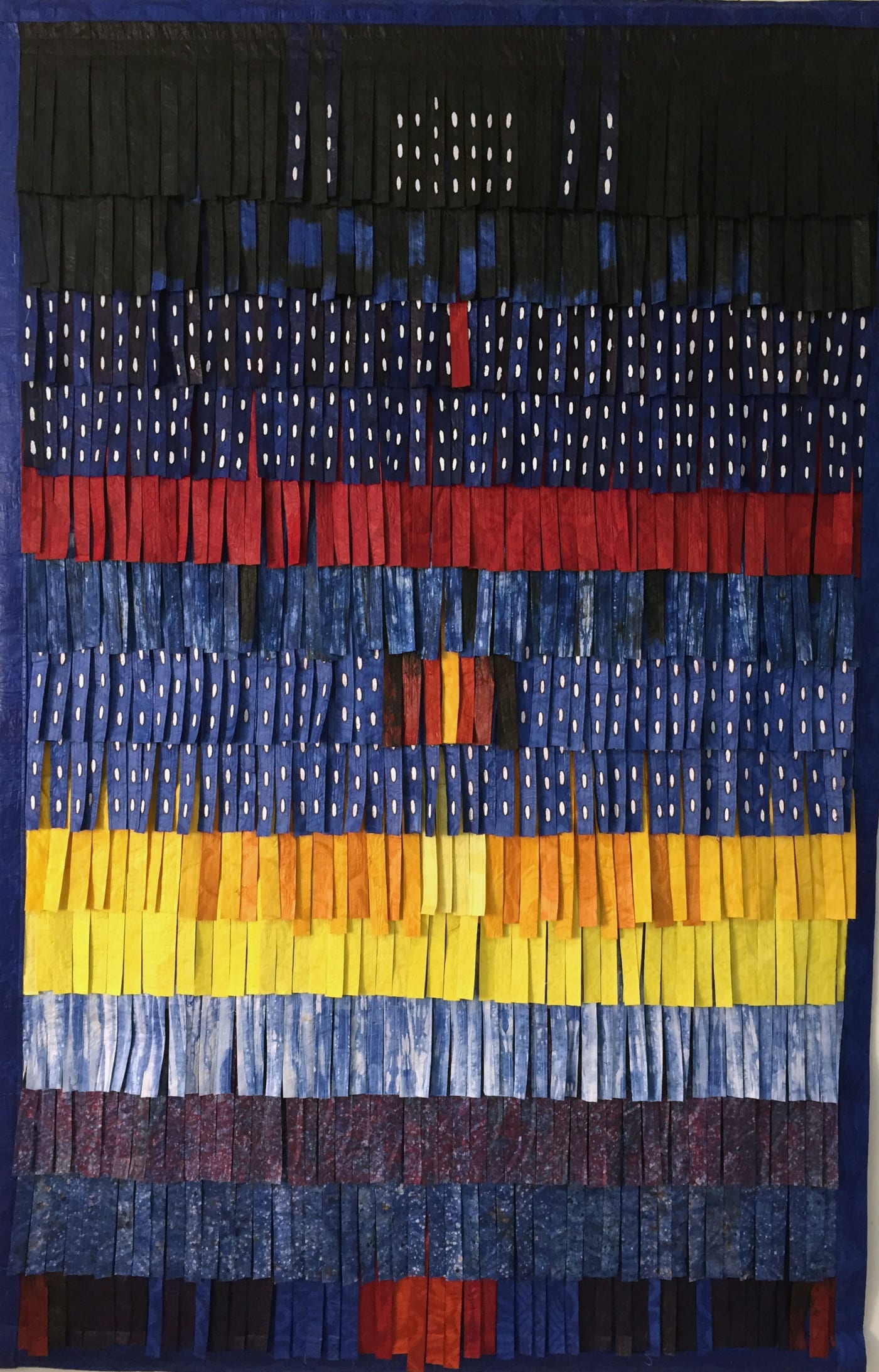 Abdoulaye Konaté Plumages bleu jaune 2015 Textile