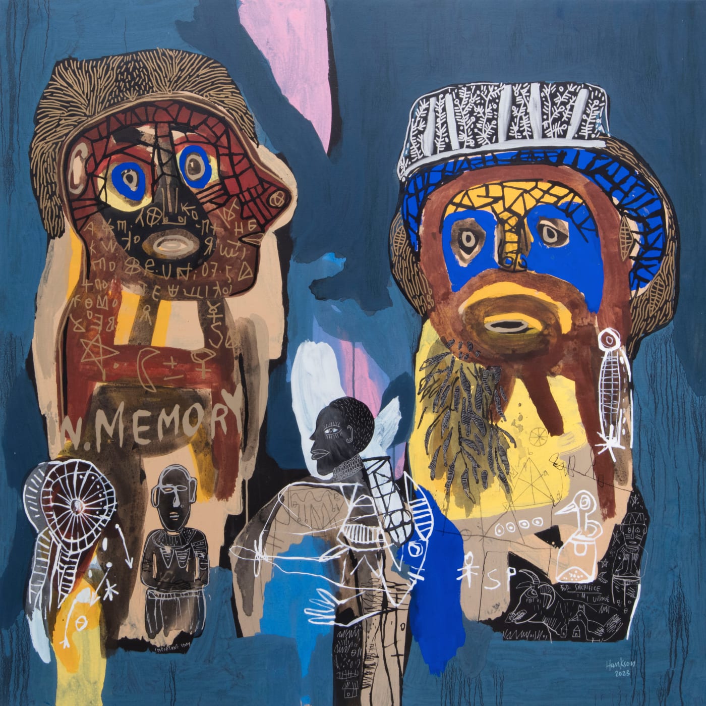 Hako Hankson Symbol of initiation 2023 Acrylic and Indian ink on canvas 149 x 149 cm