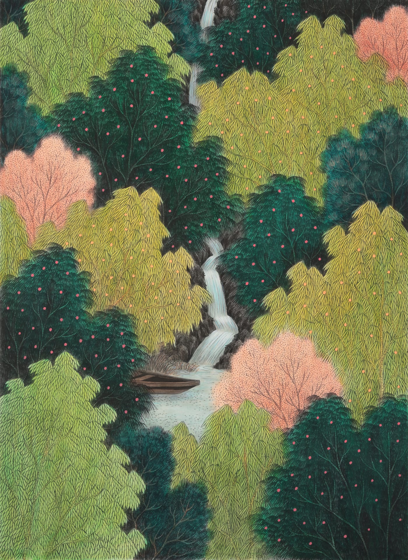 김민주 사유의 숲 2024 90x65cm 장지에 먹과 채색