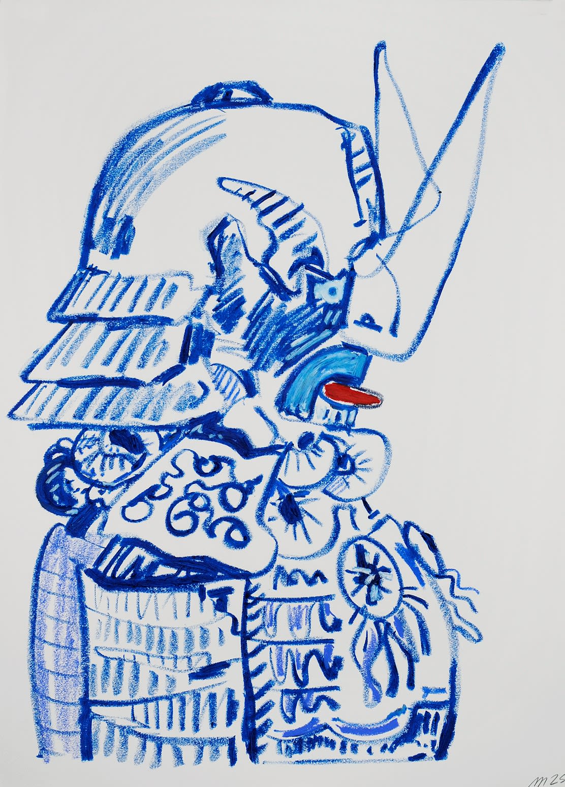 Samurai, Oil Pastel on Paper, 30x22", 2025