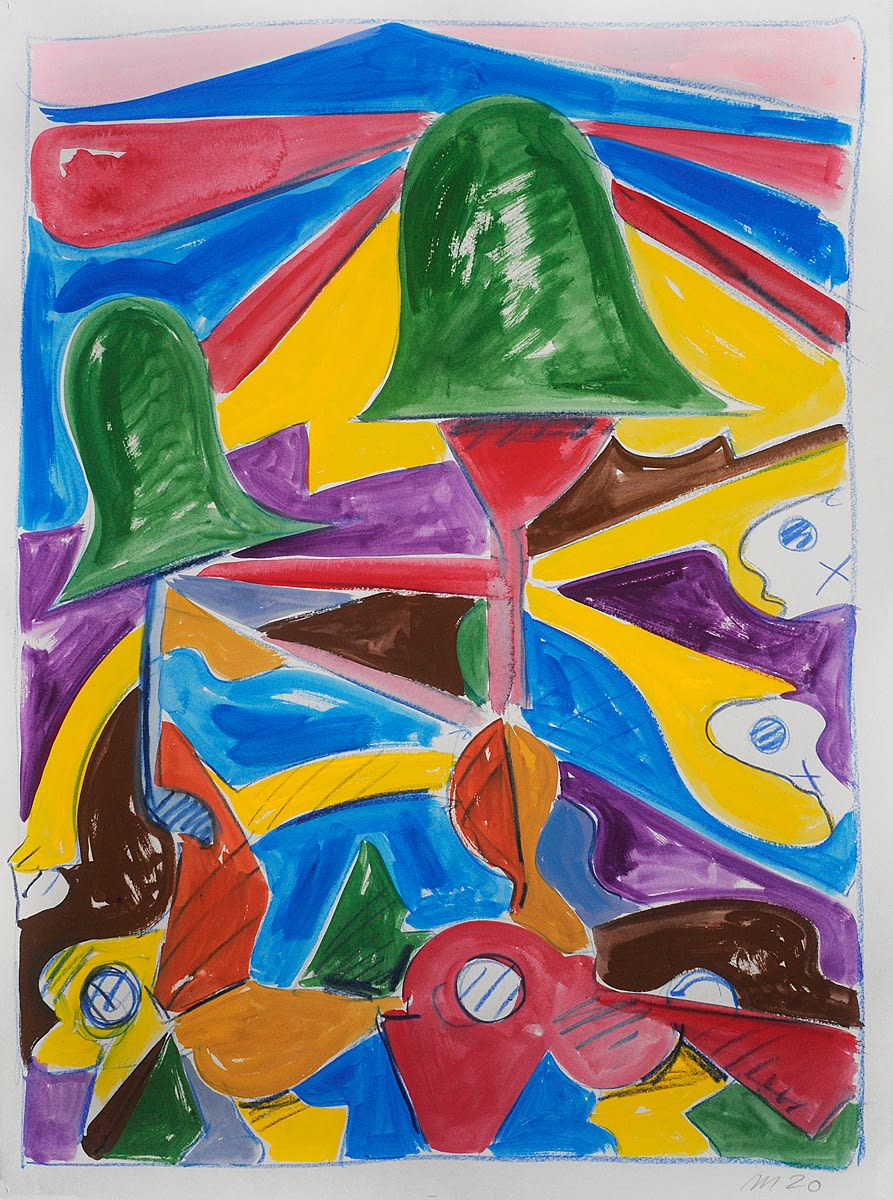 Untitled, Gouach and Color Pencil on Paper, 30x22", 2020
