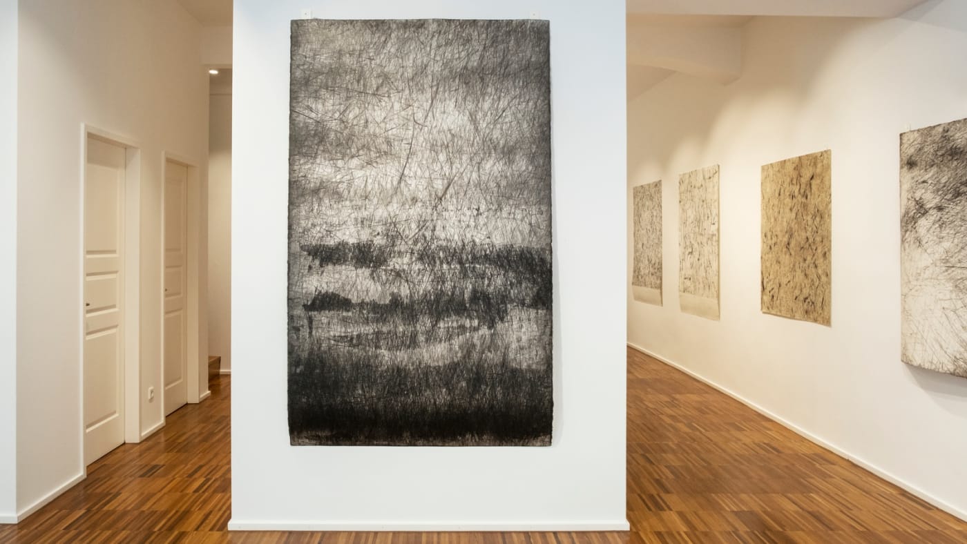 Ausstellungsansicht: After the burn, Konza Prairie Drawings, Erin Wiersma, 2022