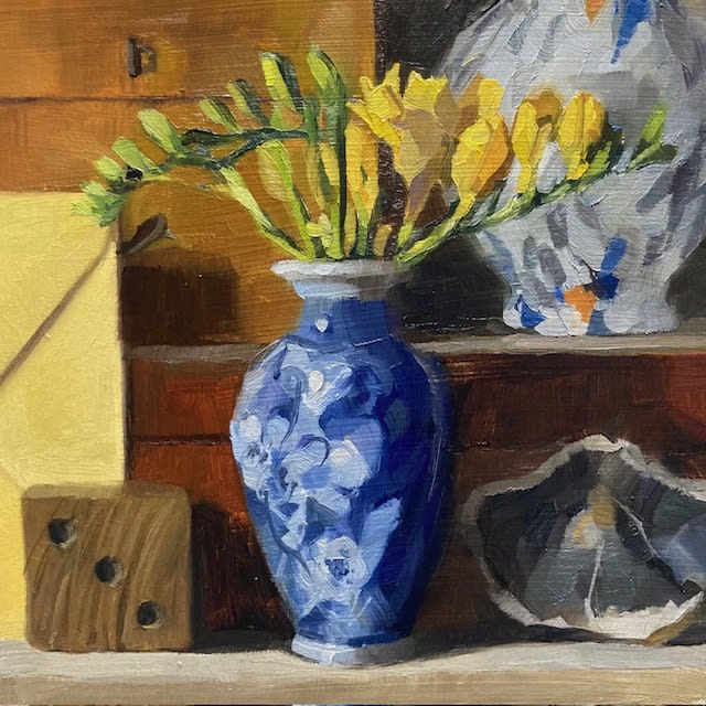 Freesias in a vase