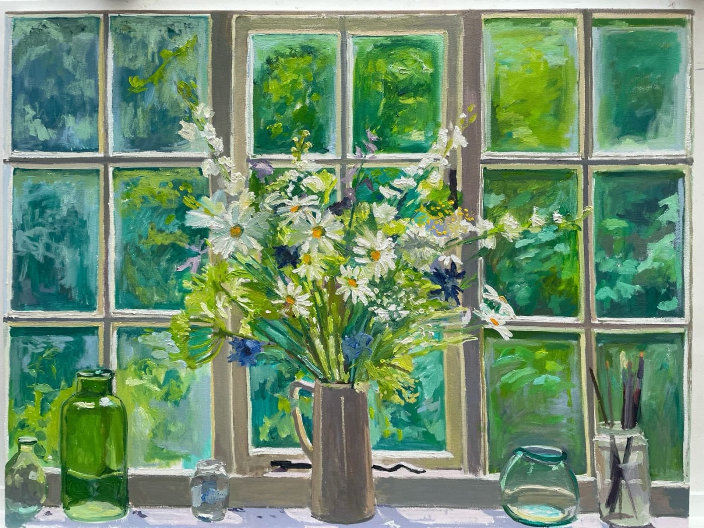 Lizzie Bentley, Daisies & Vases in the Studio Window