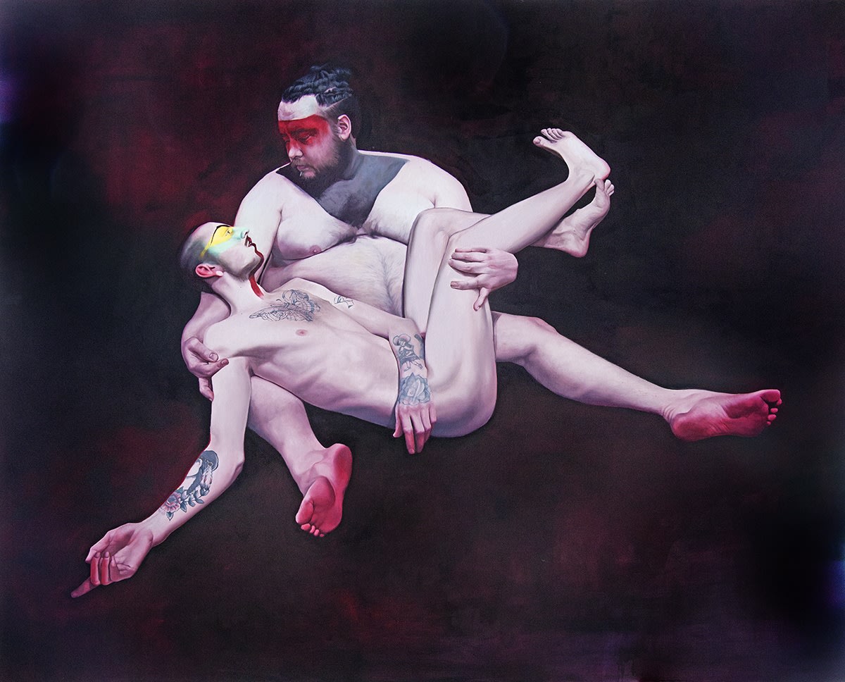 Kirsty Whiten, Initiation (marked), 2018, Acrylic and oil on canvas, 120 x 150 cm