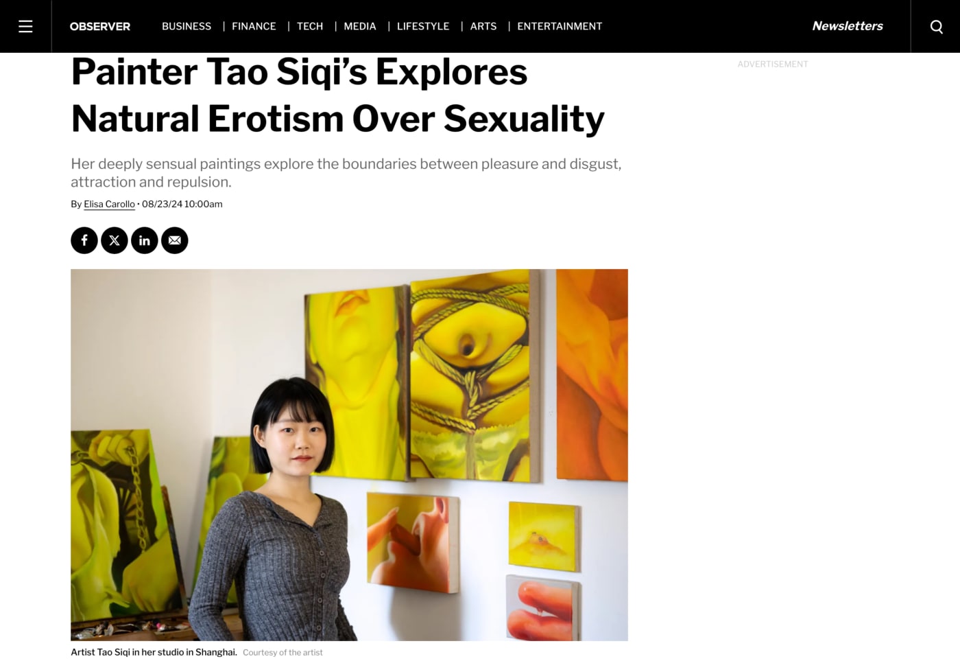 Observer | Painter Tao Siqi’s Explores Natural Erotism Over Sexuality, Her deeply sensual paintings explore the boundaries between pleasure and...
