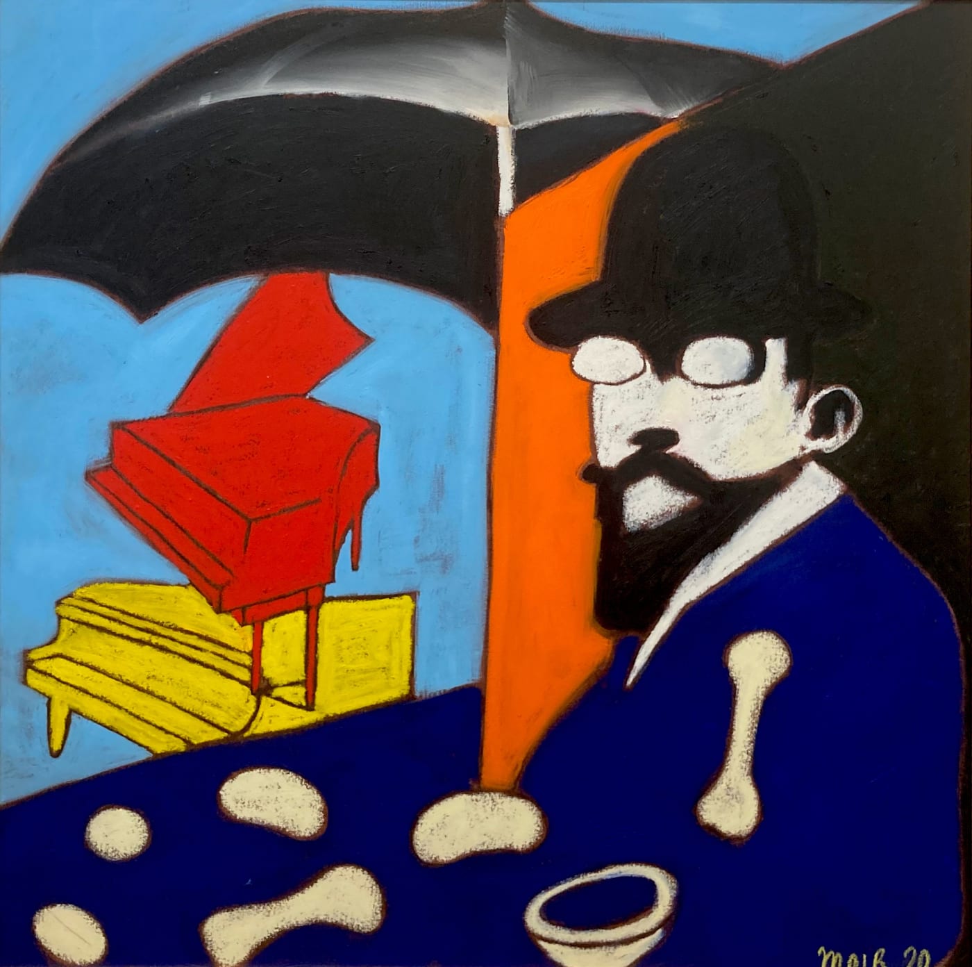 Erik Satie Oil on canvas 94cm x 94cm 107cm x 107cm framed