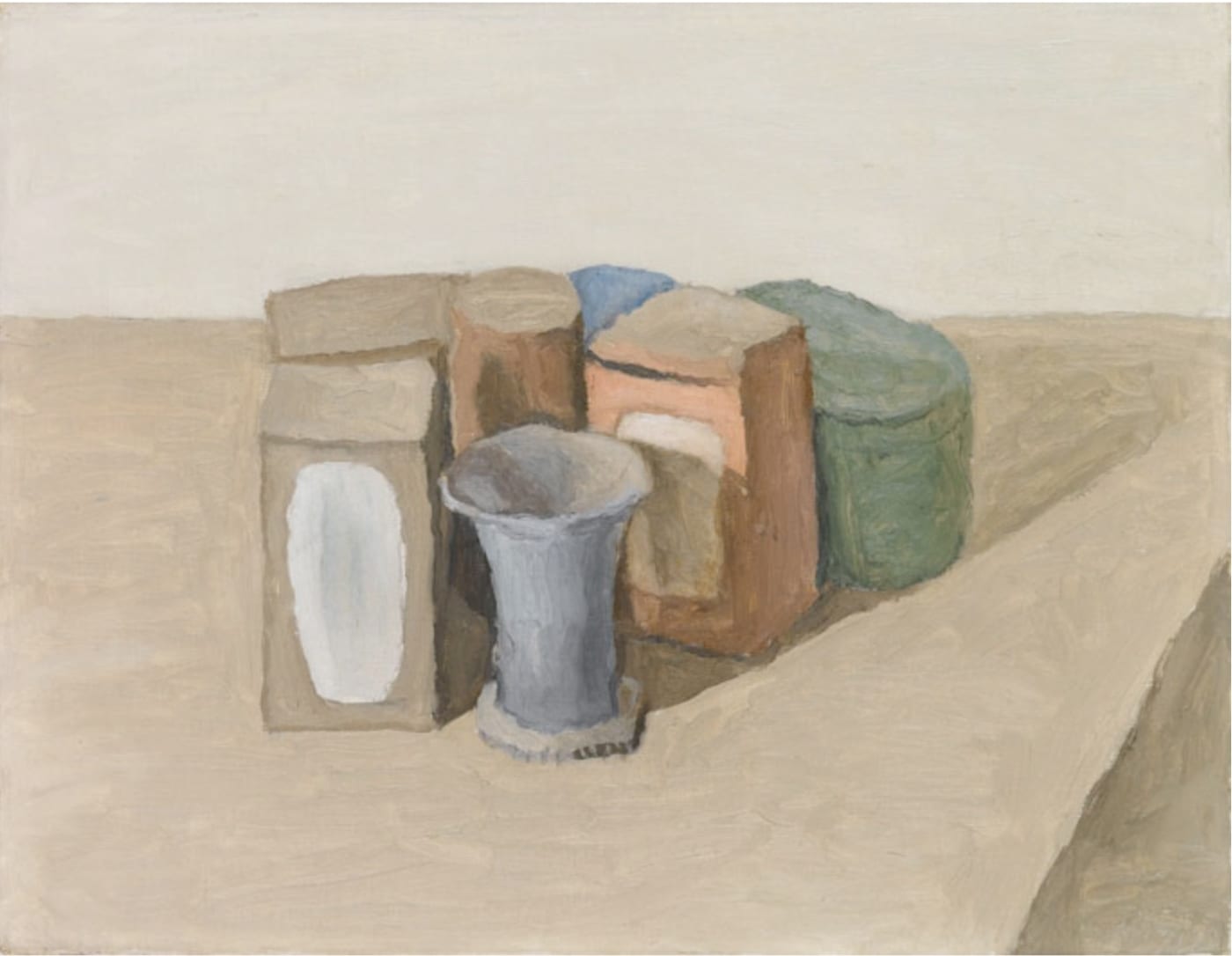 Giorgio MORANDI (1890 – 1964) Natura Morta, 1952 Oil on canvas 14 x 17 7/8 inches / 35.5 x 45.4 cm Signed lower right Morandi