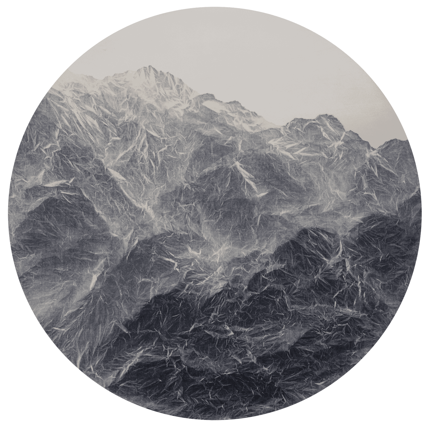 Wu Chi-Tsung Cyano-Collage 138, 2022 Cyanotype, Xuan Paper, Acrylic and Acrylic Gel Mounted on Aluminum Board Diameter: 90 cm