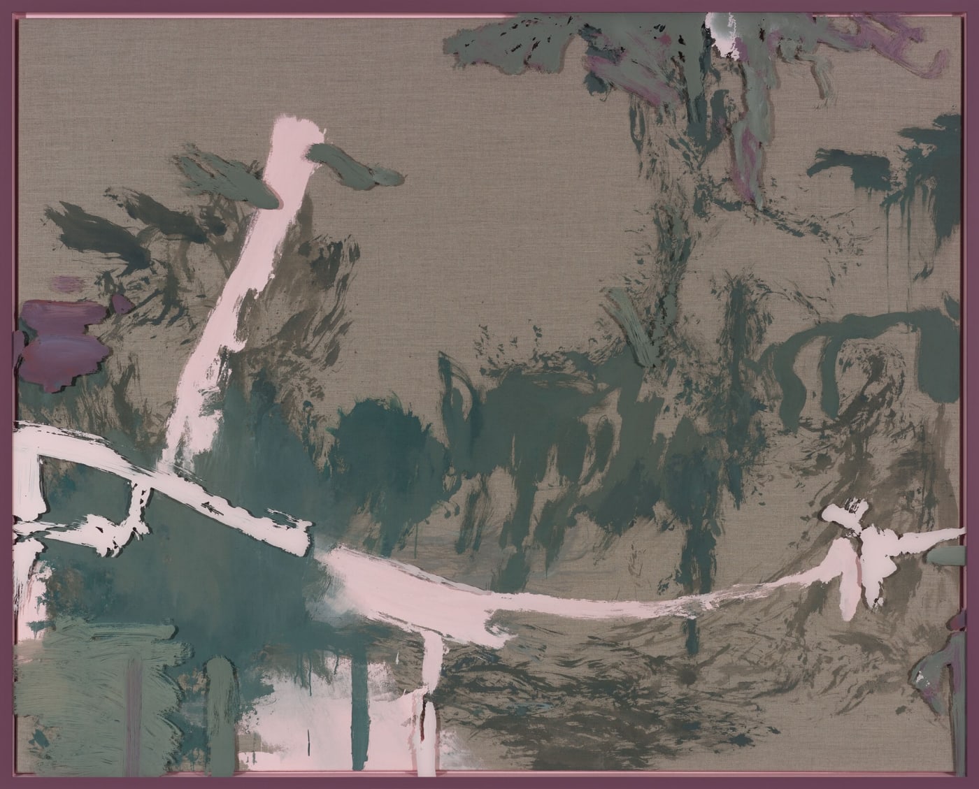 Michael Müller Estación de Gijón - Sanz Crespo Adif 43°32'15.2"N 5°40'34.5"W, 2021 Series: Vor und hinter dem Glas Acrylic and Lacquer on Belgian Linen and Glass 166 x 206 x 7 cm