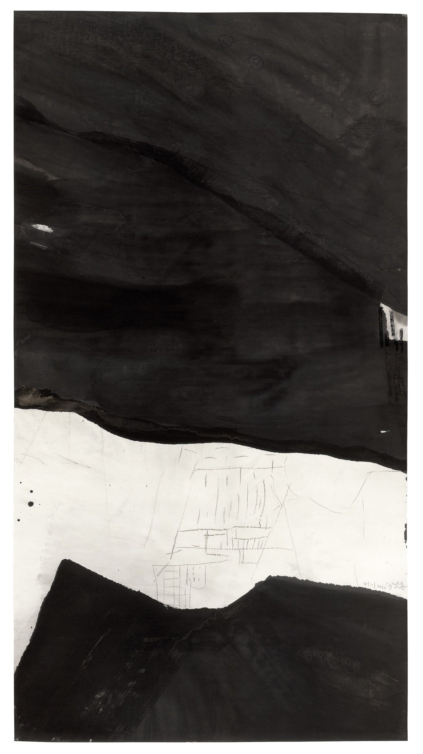 Wang Gongyi, Portland Chinese Ink, Charcoal and Compressed Charcoal on Xuan Paper, 180 x 96 cm, 2010