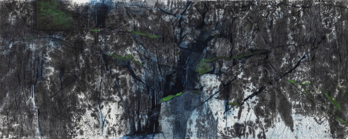 Earth Unbound Ancient Ink, Pastel, Acrylic and Chinese Pigment on Raw Xuan Paper 146 x 365 cm, 2019-2020