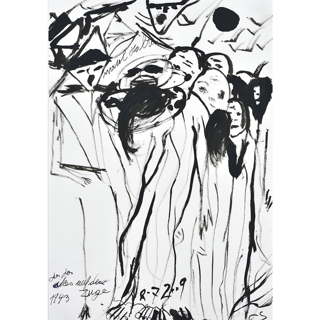 Ceija Stojka Taisez-vous! Allez, allez, tout le monde dans le train ! 1943 (Vienne, ref 947), 08/07/2009 Encre sur papier 42 x w 29,5 cm (CST105)