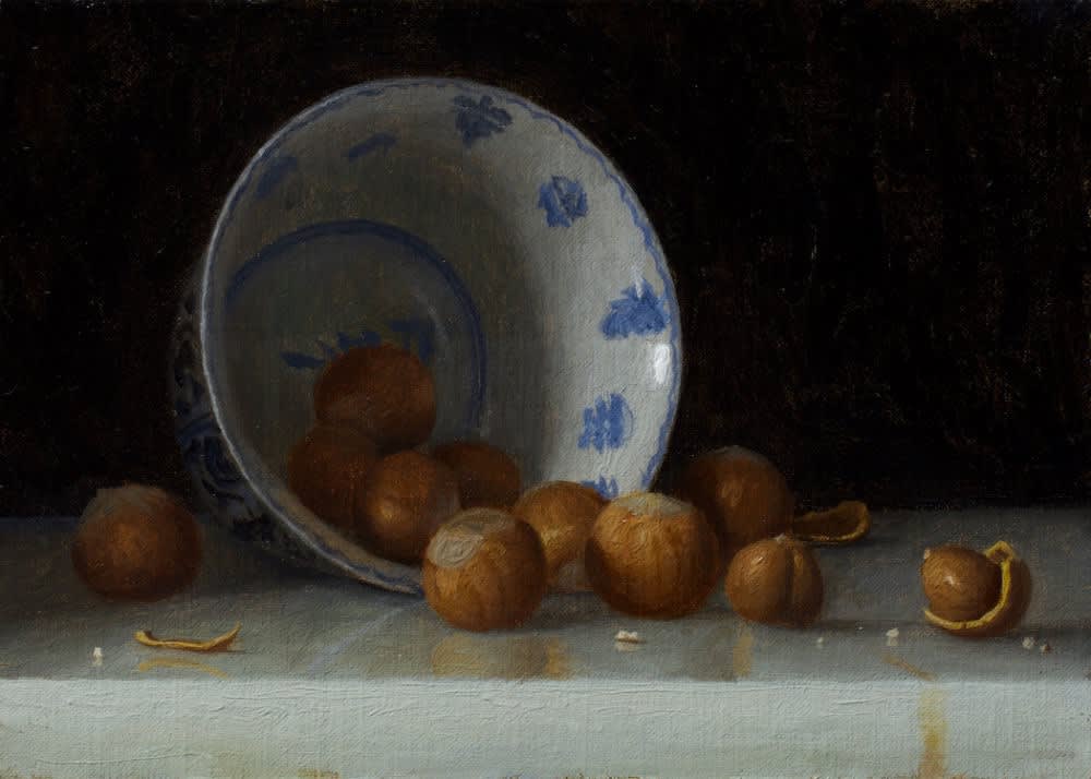 Justin Wood - Hazlenuts - 2018 - olieverf op doek op paneel - 12,5 x 18 cm