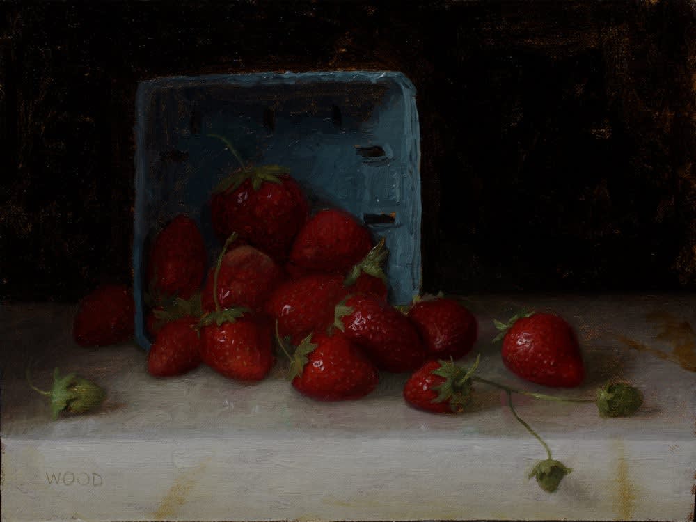 Justin Wood - Wild strawberries - 2018 - olieverf op paneel - 20 x 15 cm