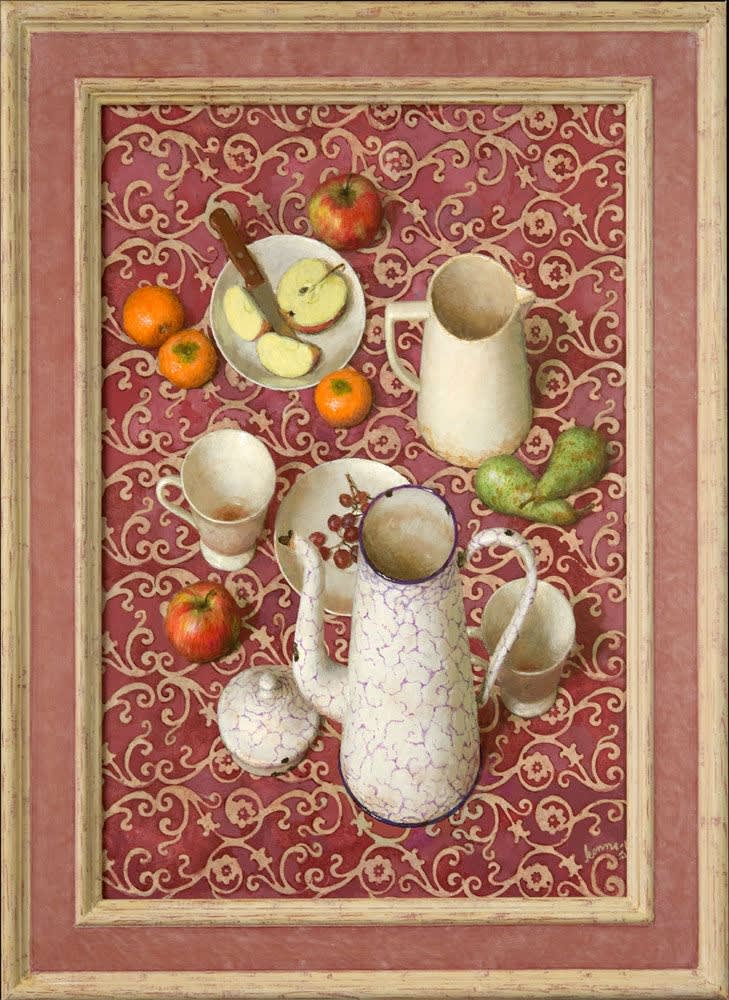 Koffie en fruit - 2018 - Acryl op paneel - 50 x 75 cm
