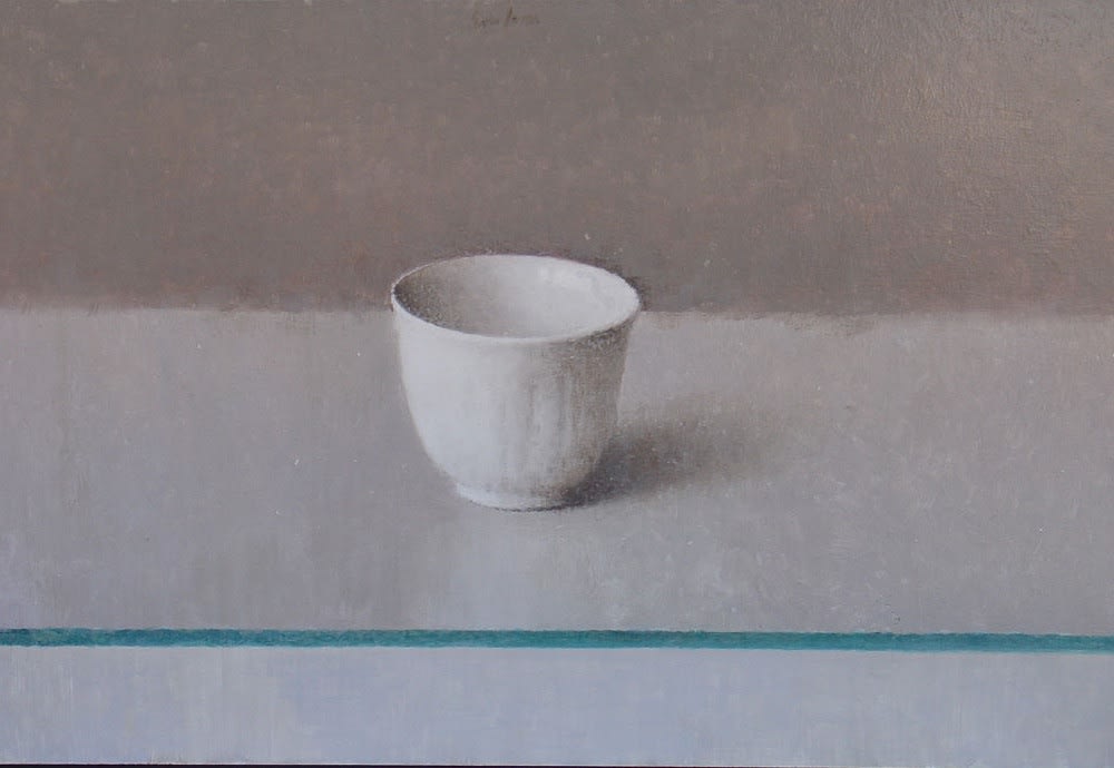 Pedro Escalona - Taza Blanca - 2015 - olieverf op paneel - 23 x 40 cm
