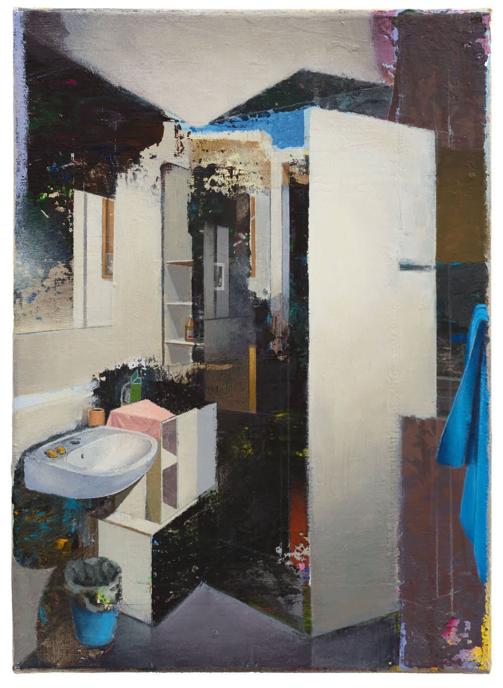 Carlos Sagrera - Painting the bathroom IV - 2016 - acrylverf op doek - 33 x 24 cm