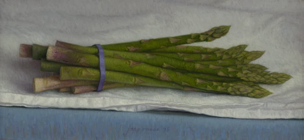 Jaap Roose - Groene Asperges - 2016 - olieverf op masonite - 14,6 x 31,5 cm
