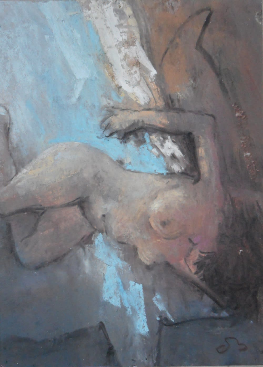 Onno Boerwinkel - Nu en bleu - 2015 - pastel op papier - 22 x 13 cm