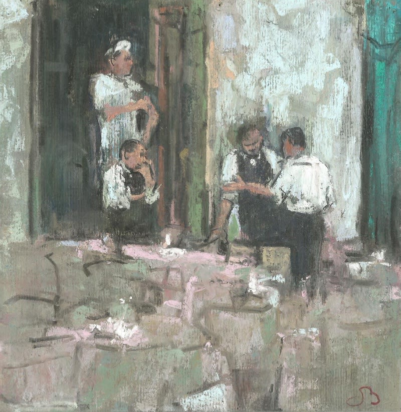 Onno Boerwinkel - Ristorante in Trastevere - 2011 - pastel en gemengde techniek - 30 x 27 cm