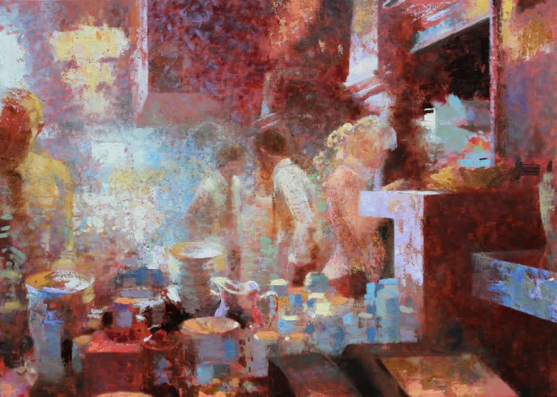 Peter Hartwig - Achter de bar - 2015 - olieverf op paneel - 50 x 70 cm