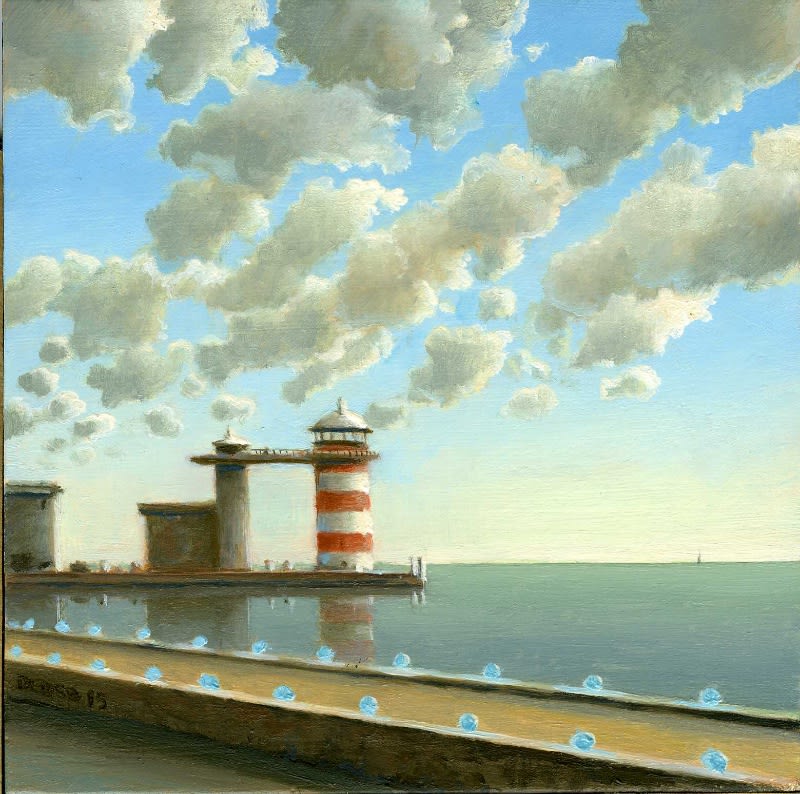 Hans Deuss - Stipje aan de horizon - 2015 - olieverf op paneel - 10 x 10 cm