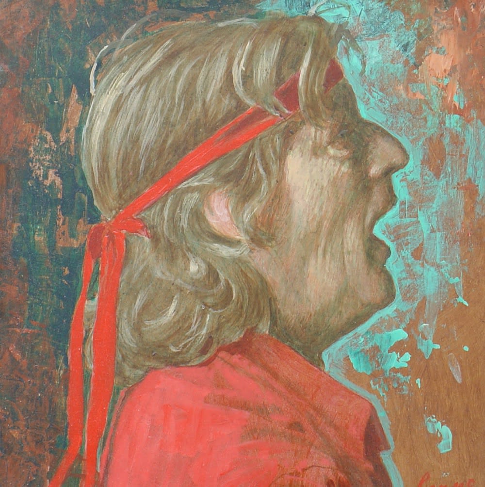 Kenne Grégoire - Zelfportret met open mond Acryl op paneel - 2015 - Acryl op paneel - 21 x 21 cm