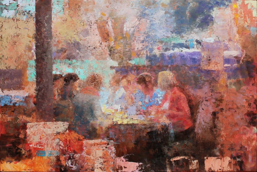 Peter Hartwig - De Eetafspraak - 2014 - olieverf op paneel - 40 x 60 cm