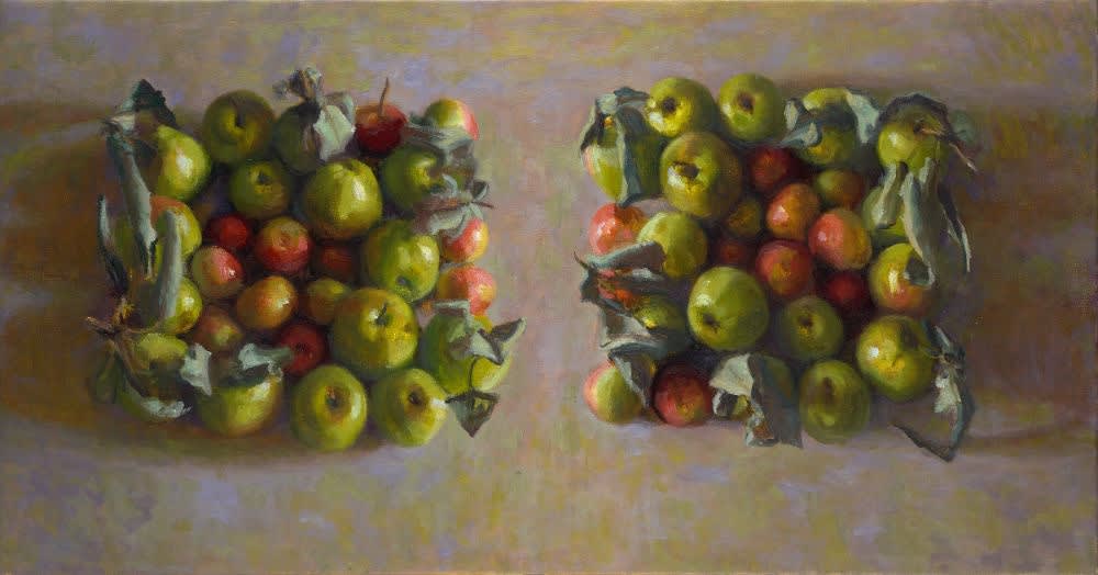 Mario ter Braak - Tuinappeltuintjes - 2014 - olieverf op doek - 50 x 90 cm