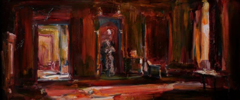 Douwe Elias - Rode kamer - 2014 - olieverf op paneel - 30 x 70 cm