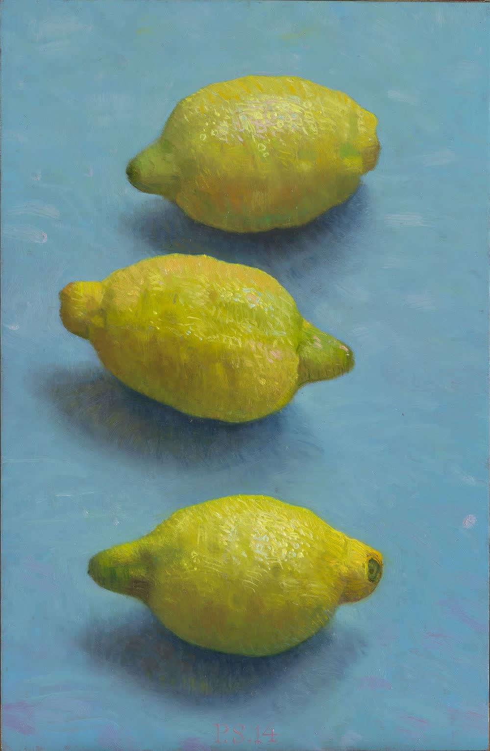 Piet Sebens - Drie citroenen - 2014 - Olieverf over acrylverf op paneel - 26 x 17 cm