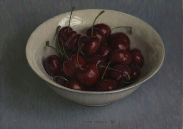 Jaap Roose - Schaaltje kersen - 2014 - olieverf op paneel - 17 x 24 cm