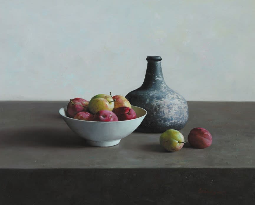 Qiangli Liang, Pruimen in een kom met fles, 2013