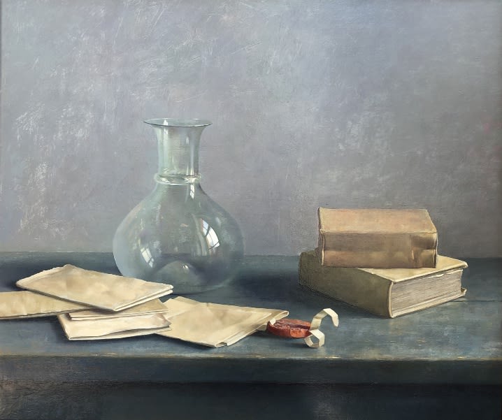 Henk Helmantel - Stilleven met glas - 1989 - olieverf op paneel - 51 x 62 cm