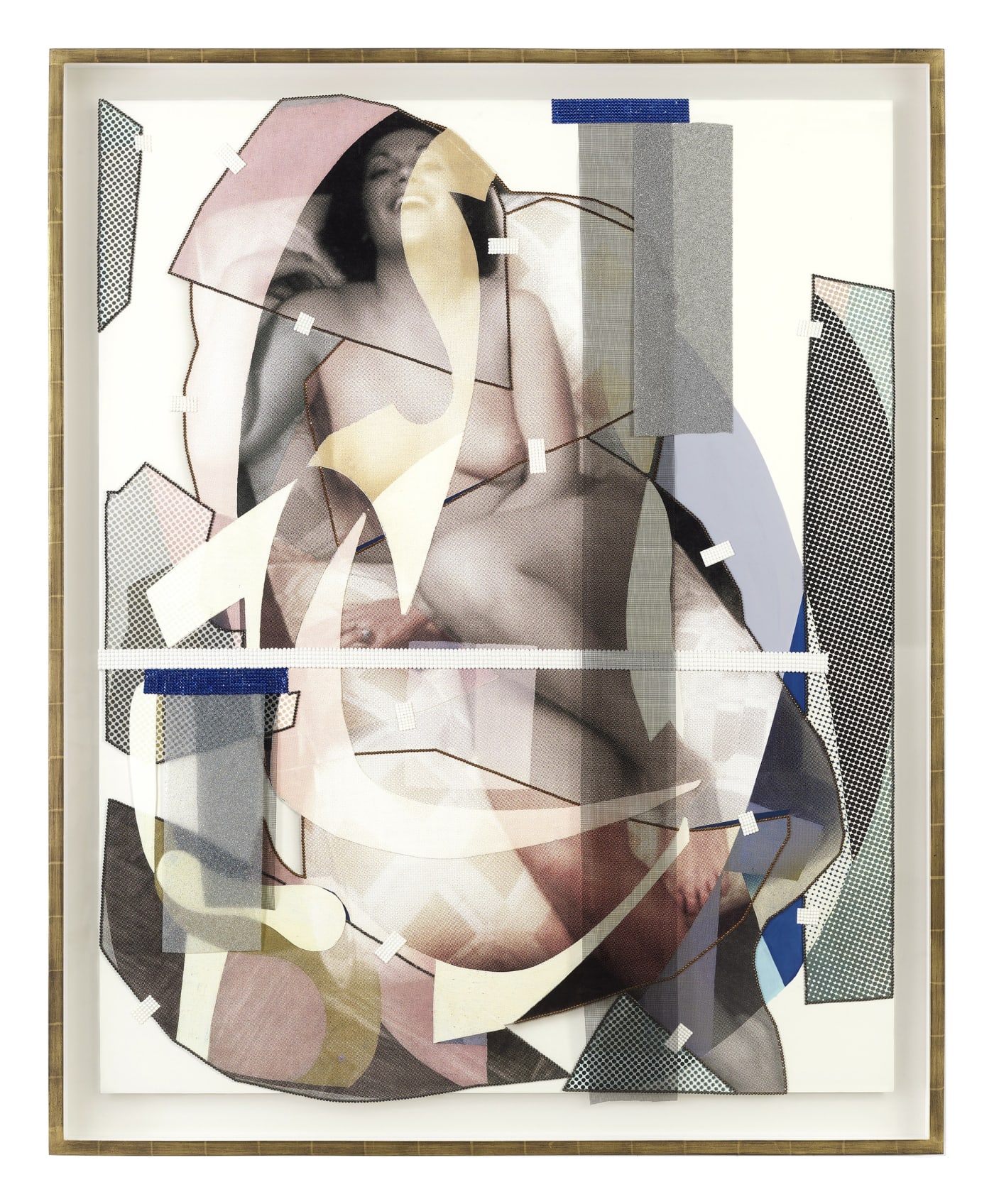 Mickalene Thomas Jet Blue #42, 2021 Color photograph, mixed media paper, acrylic paint, rhinestones, fiberglass mesh, Swarovski crystal fabric on museum paper mounted on dibond 66 1/8 x 53 5/8 inches - 168 x 136,2 cm