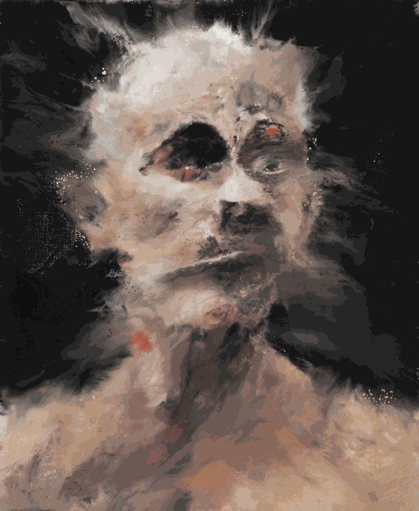 Philippe Cognée Autoportrait, 2021-2022 Wax paint on canvas 50 x 40 cm (19 5/8 x 15 11/16 inches)